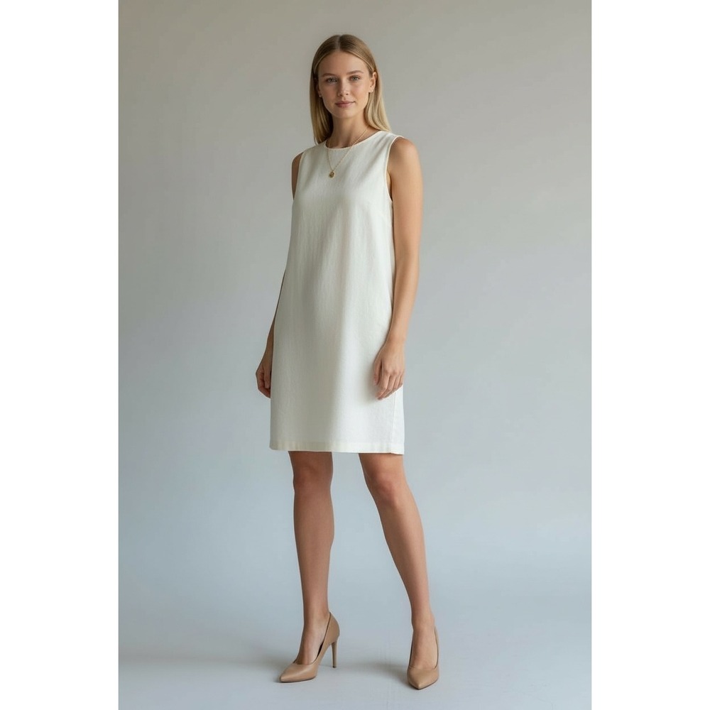 Banana Republic Monogram Line Sleeveless White Cotton Dress with Pocket XS